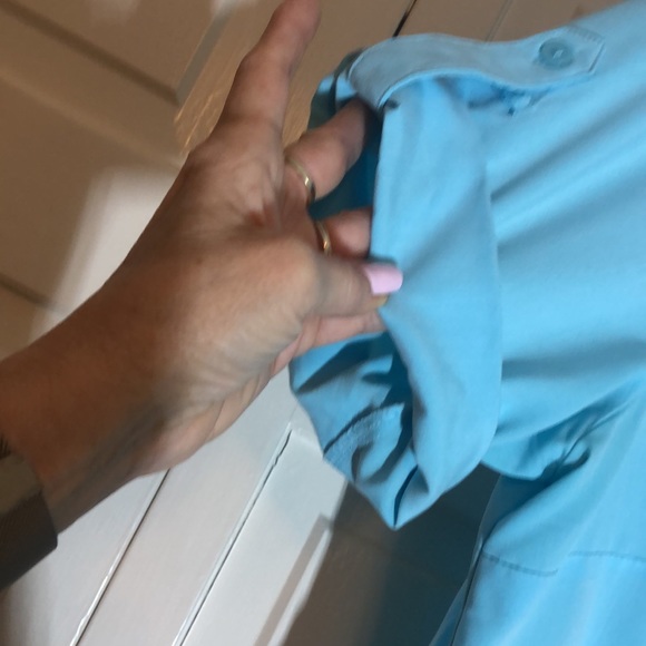 Chico’s Modal Button Top Roll up Sleeves Tab SZ 2 - Picture 3 of 6